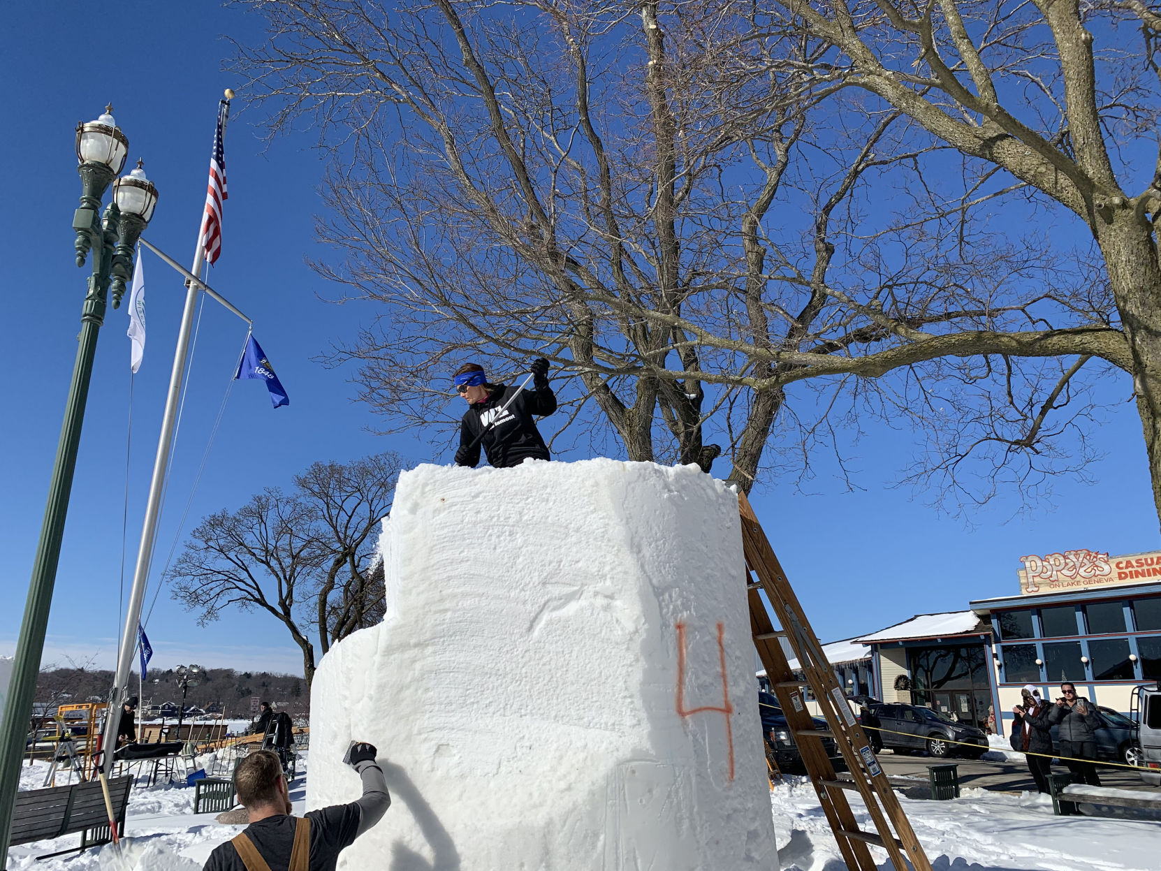 A snow sculpting team from Florida braved the Wisconsin wintry weather to participate in the National Snow Sculpting Competition